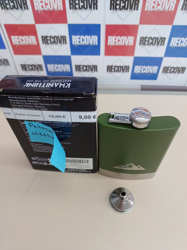 Petaca 8oz/227ml Para Alcohol con Embudo, Regalo Padre, Acero Inoxidable Petacas para Licor Whisky, Petaca Verde para Hombres Camping, Exteriores, Senderismo, Escalada KWANITHINK